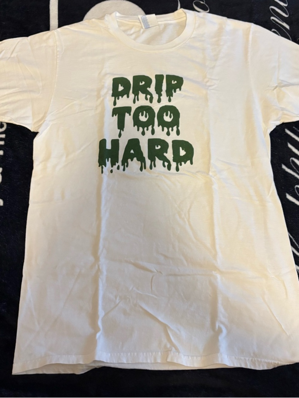 Drip Too Hard Graphic Tee - Green on Cream